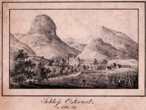Schloss Osterwitz in het Sanntal (Ojstrica pri Št. Jurju ob Taboru) ten westen van Celje door Joseph Franz Kaiser
